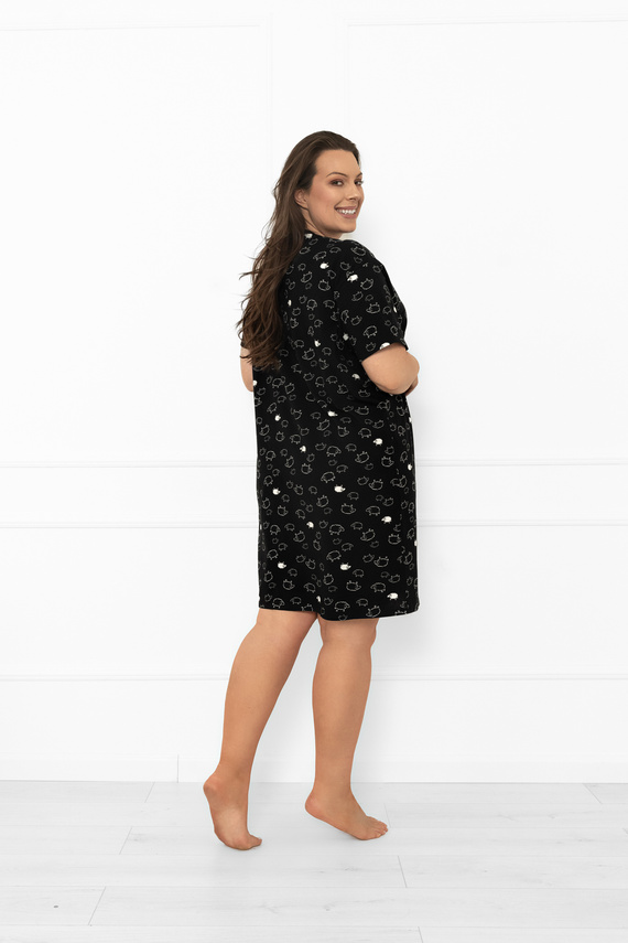 Camicia da notte da donna Bonnie - cotone MEGA SOFT, nero in montone Moda italiana