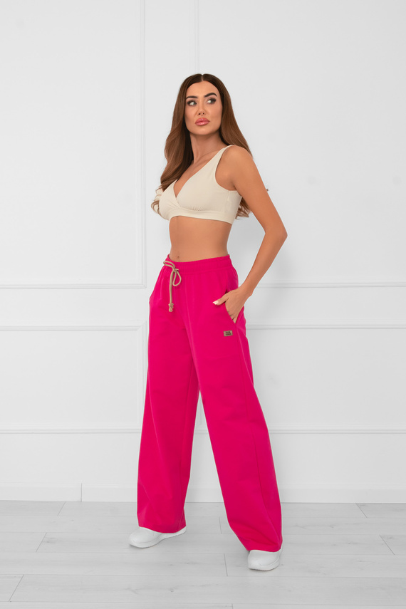 Pantaloni lunghi da donna Caro fucsia - pantaloni eleganti e alla moda in un colore alla moda
