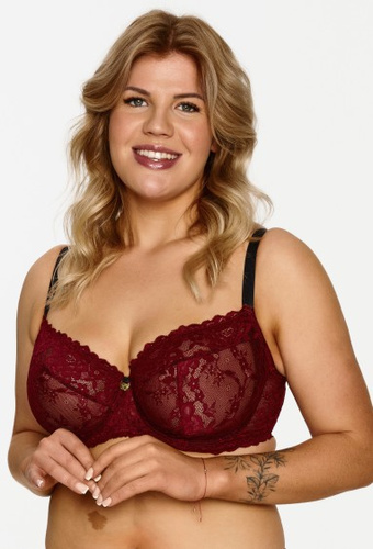 2630 Reggiseno Lupoline - bordeaux con ferretto morbido, in pizzo