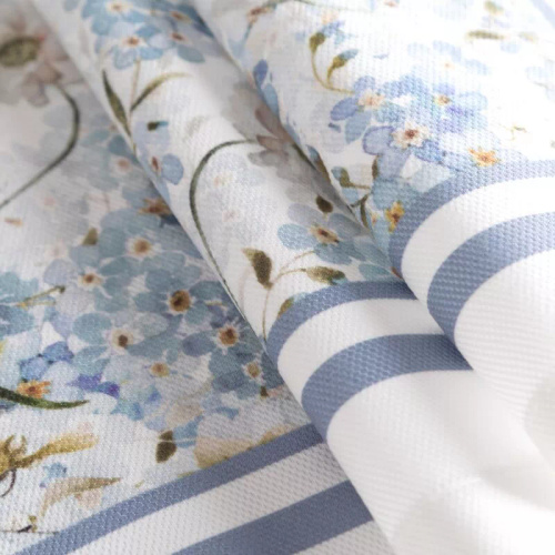 Tovaglia Summer 18 Eurofirany naturale con motivo non ti scordar di me 100% poliestere