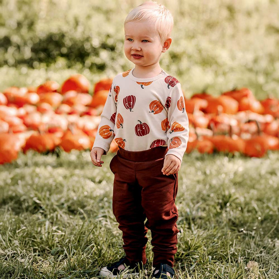 Body da bambino per Halloween Eevi - ecru, zucche, cotone