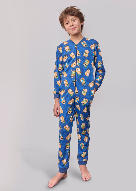 185/183 186/183 Tuta Capybara 2 Kids Boy Cornette - in cotone, con cerniera e stampa divertente