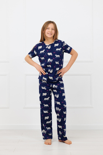 Pigiama bambina Mimi Italian Fashion 100% cotone – manica corta, pantaloni lunghi