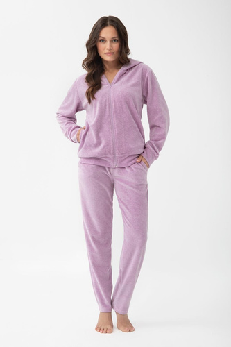 Tuta 1308 Luna in Velluto da Donna con Cappuccio in Cotone Comfort - viola