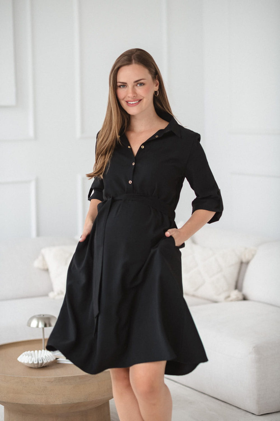 Milk&Love chemise premaman e allattamento nero | Modal, manica 3/4, regolazione in vita