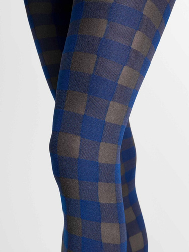 Fiore G6139 Indigo Collant da donna 40 DEN con motivo a quadri blu