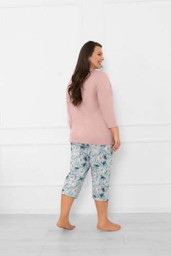 Pigiama da donna Sekwoja - cotone, manica 3/4 e pantalone, con bottoni Moda italiana