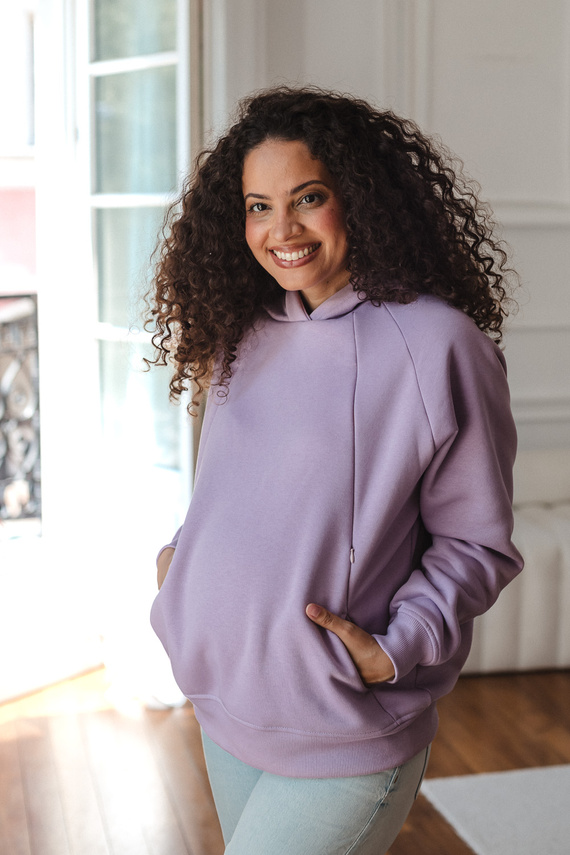 Felpa premaman e per allattamento Milk&love Motherhood oversize violetto tenue