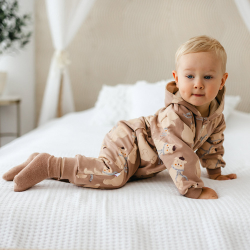 Tuta Beary Cool - beige, con cappuccio, senza piedi