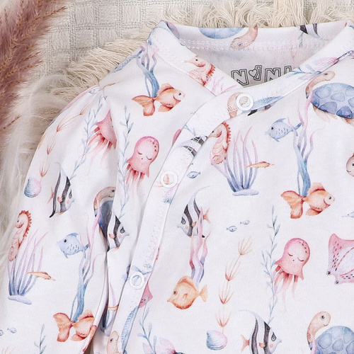 ABN-5471 Mondo sommerso Nini, busta a maniche lunghe - cotone biologico, per neonati