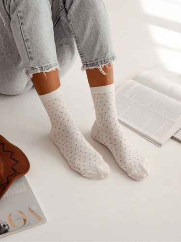 0200-170 Dots Calze da donna Milena - eleganza e comfort - ecrù