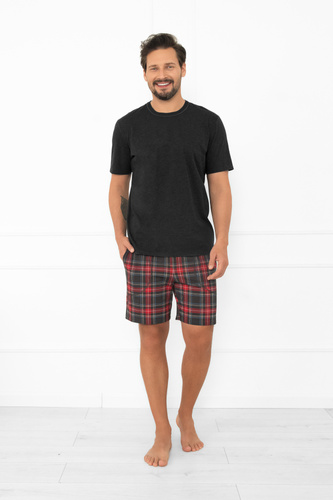 Rusoli pigiama uomo Moda italiana melange scuro - cotone a quadretti corto confortevole