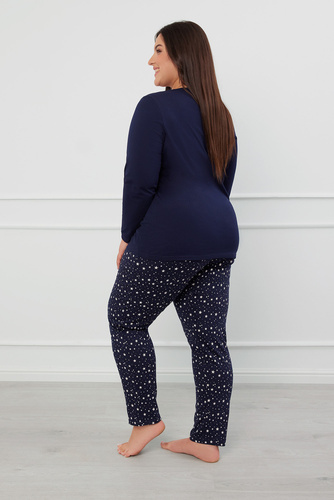 Arugia Pigiama da donna manica lunga, pantaloni lunghi Moda italiana - blu navy/stampa