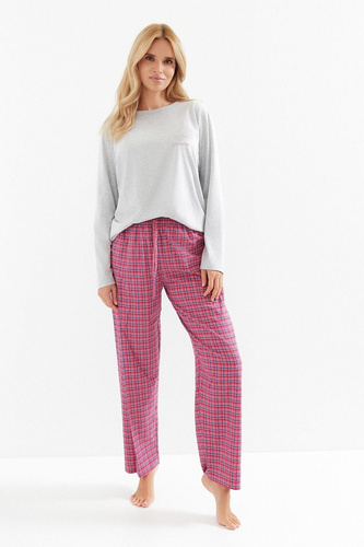 Pigiama donna Taro Madlen 3512 - cotone, manica lunga, pantaloni a quadri
