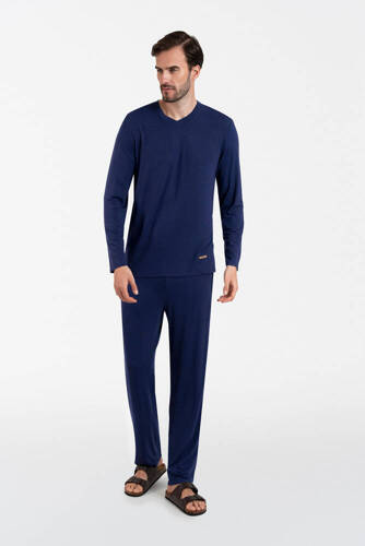 Akord Pigiama uomo manica lunga, pantaloni lunghi Moda italiana - blu navy