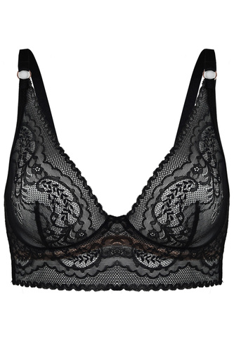 19236 Feel Mediolano Bralette Long Black - reggiseno in pizzo con fascia estesa