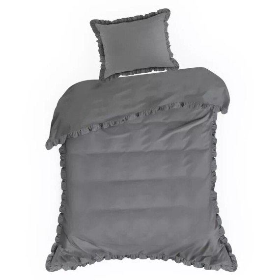 Biancheria da letto in cotone con balza Eurofirany 100% cotone con cerniera colore acciaio