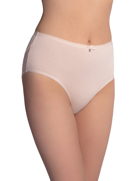 Slip midi salmone-mocca LAMA L-VIS 1602 MD alti in viscosa con pizzo 2-pack