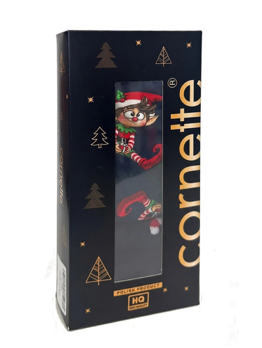 Cornette Gift 914/07 completo uomo natalizio boxer e calzini blu scuro