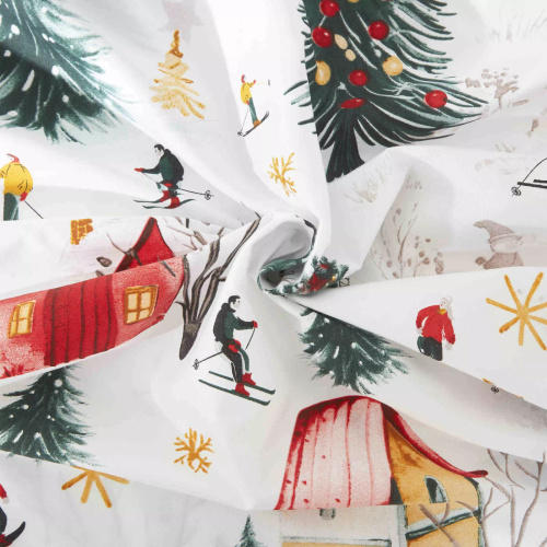 Xmass Skiing Christmas biancheria da letto in microsatin bianco I25 Spod Igły i Nitki - morbida, liscia e resistente