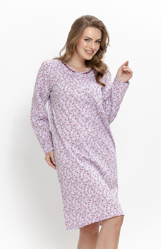 Camicia da notte Taro Agnessa 3640 viola 100% cotone per allattamento