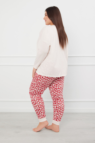 Evora Pigiama da donna manica lunga, pantalone lungo Moda italiana - ecrù/stampa