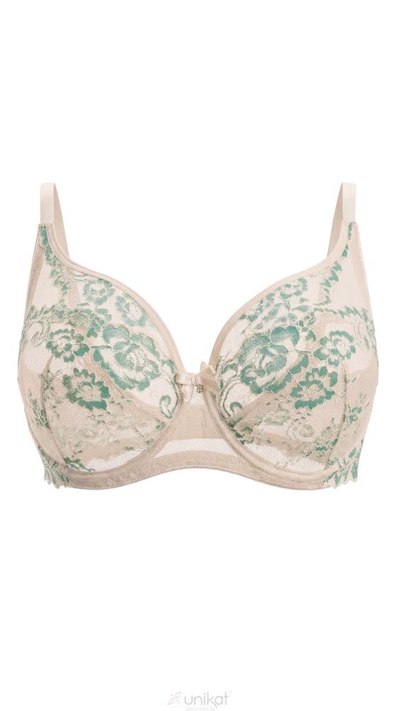 Reggiseno soft Unikat Eloise beige-verde in pizzo con ferretto