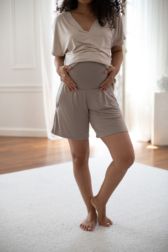 Milk&Love Moon pantaloni corti premaman in bambù per pigiama beige