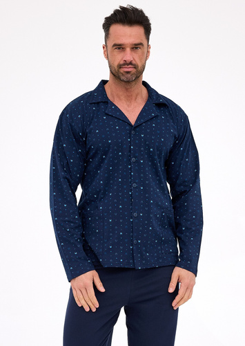 114/80 Pigiama da uomo Cornette | Aperto sul davanti, 100% cotone, collo e tasche