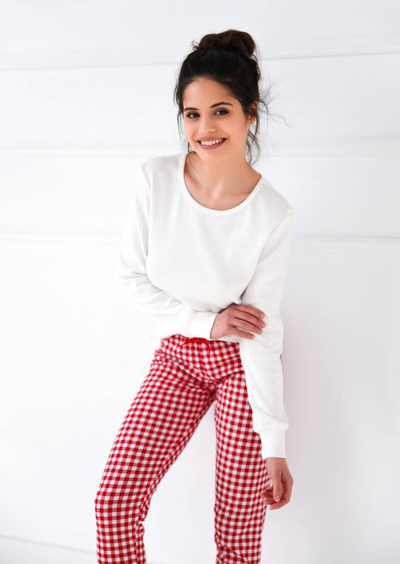 Pigiama da donna Sensis Perfect - crema e rosso