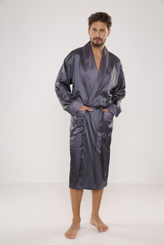 940 Forex accappatoio da uomo in raso - grigio