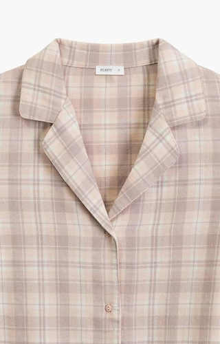 NLP-505 Pigiama donna Atlantic lavanda flanella, sbottonato, a quadri, cotone