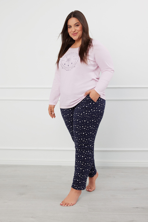 Arugia Pigiama donna manica lunga, pantalone lungo Moda italiana - rosa/stampa