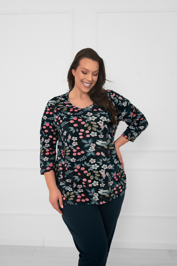 Pigiama donna in cotone Lucja manica 3/4 e pantalone Italian Fashion