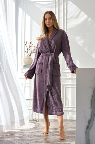 Accappatoio da donna L&L Celeste 2558 ametista - lungo, caldo, taglio elegante