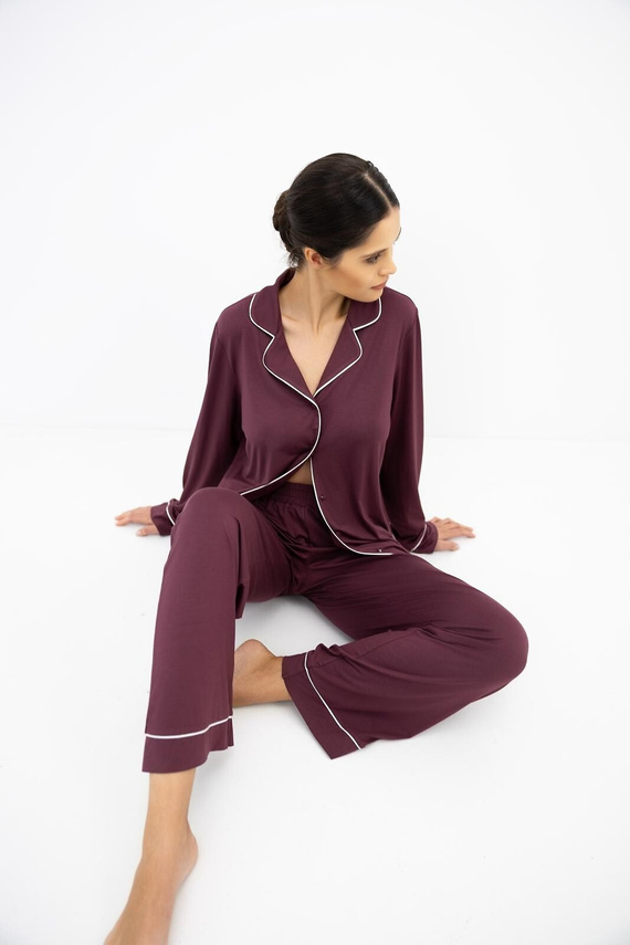 Sensis Vaya Pigiama Donna 100% Viscosa Blu Notte con Fiori e Bottoni
