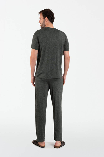 Akord Pigiama da uomo a maniche corte, pantaloni lunghi Moda italiana - c.melange