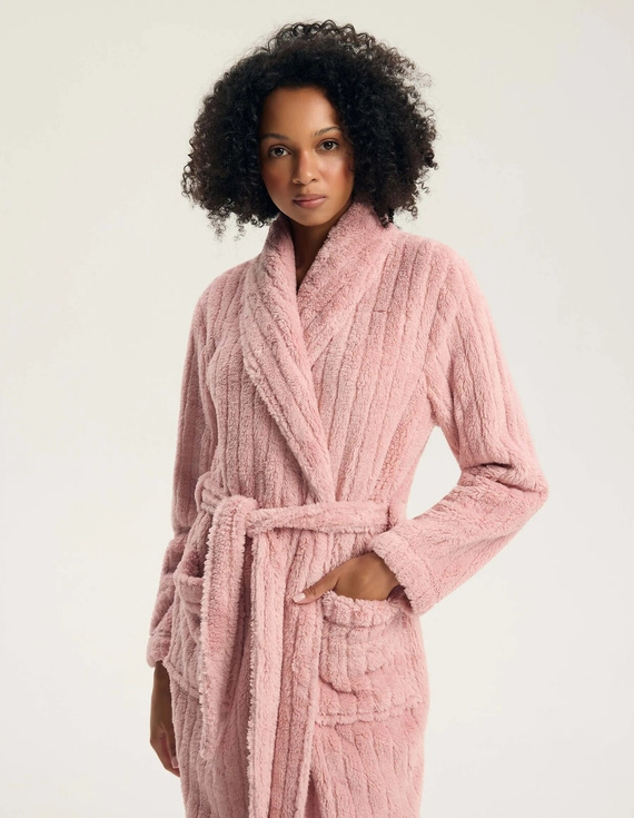 43599 Darlan Vestaglia da donna con cappuccio Henderson crema - morbida, leggera, prima del ginocchio