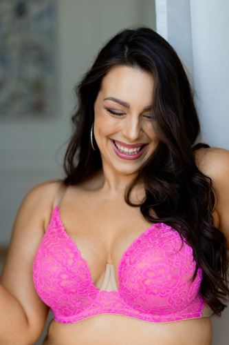 Mediolano Crazy Pink 19249 Reggiseno Soft per Taglie Grandi Pizzo Rosa