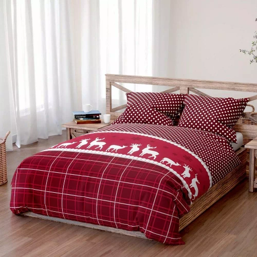 1A Xmass Natale Biancheria da letto in cotone Spod Igły i Nitki - piselli a scacchi rossi, set con cerniera, 100% cotone