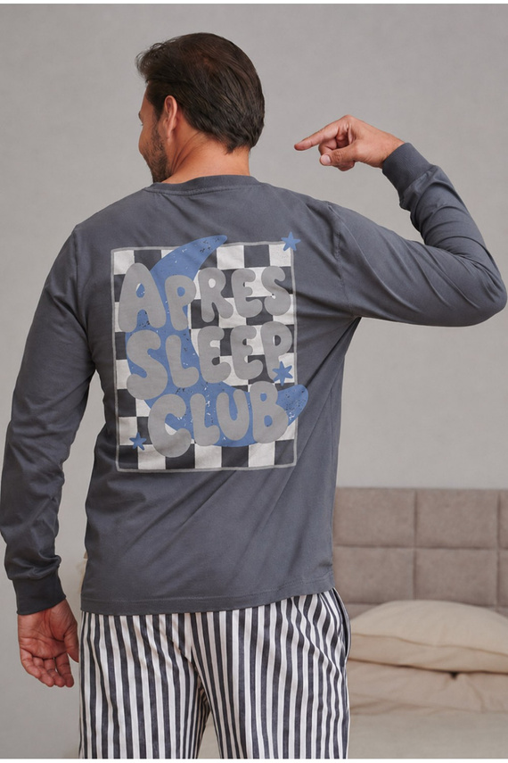 Doctor Nap 7524 Apres Sleep Pigiama uomo grafite 100% cotone manica lunga