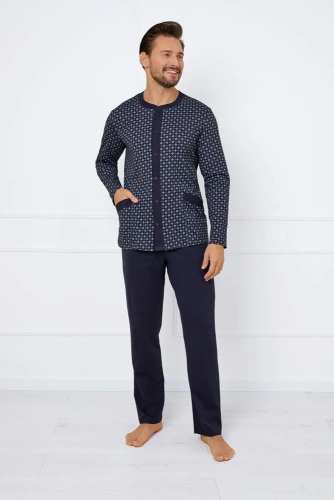 Rajmund Pigiama da uomo a maniche lunghe, pantaloni lunghi Moda italiana - stampa/verde