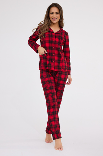 482/423 Pigiama Tracy Cornette da donna - manica lunga, a quadri, camicia sbottonata