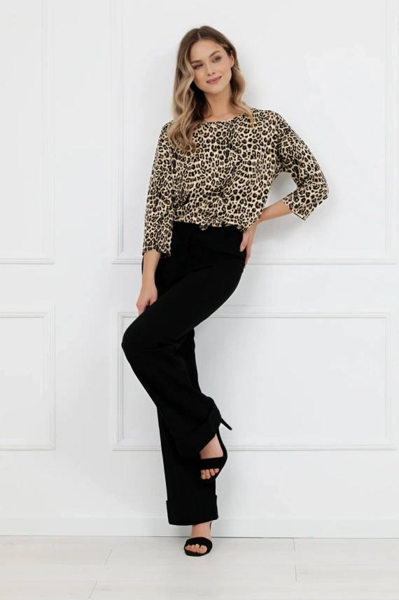 Blusa donna Kenia Italian Fashion stampa leopardata manica 3/4