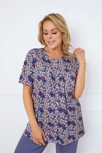 Bonaria Pigiama donna manica corta, pantalone 3/4 Moda italiana - stampa/jeans