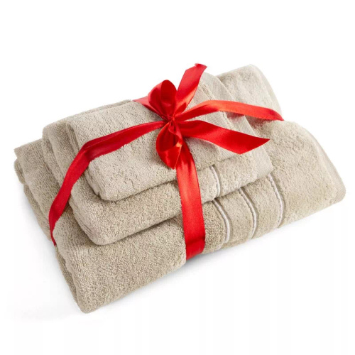 Set asciugamani Eurofirany 3 pezzi morbidi assorbenti eleganti Sibel beige
