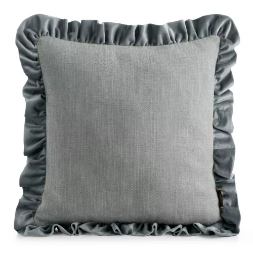 Eurofirany Elvara federa decorativa 45x45 in velluto con balza - argento