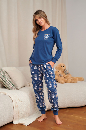 Pigiama donna Doctor Nap 7510 100% cotone, lunga, con polsini, stampa
