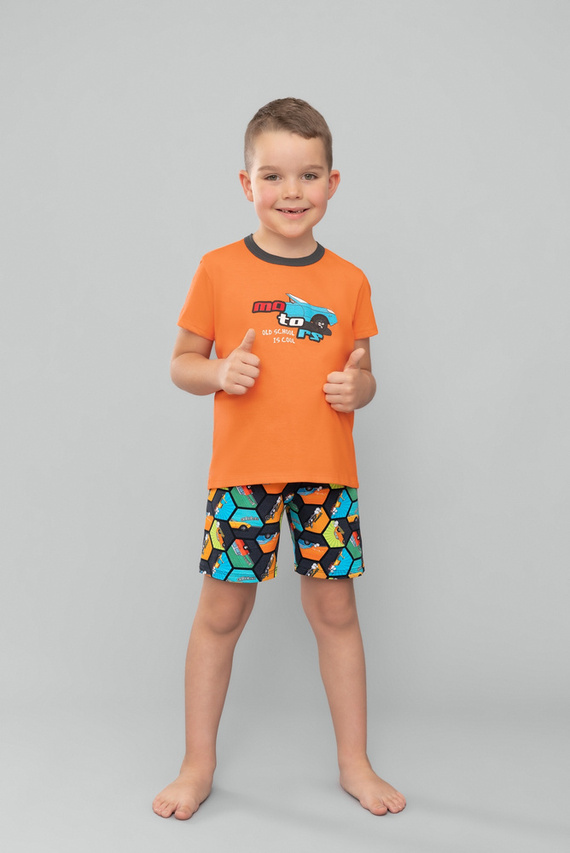Pigiama a maniche corte Comics Boys, pantaloni Italian Fashion - arancione/stampa