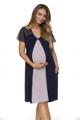3119 Camicia da notte maternità Lupoline - blu navy